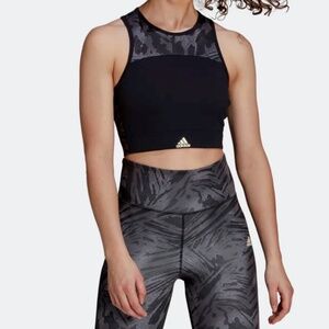 Adidas Black & Gray Abstract Crop Top